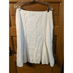 Nine & Co Nine West Skirt White Eyelet Size 12 Modest Womens Lined